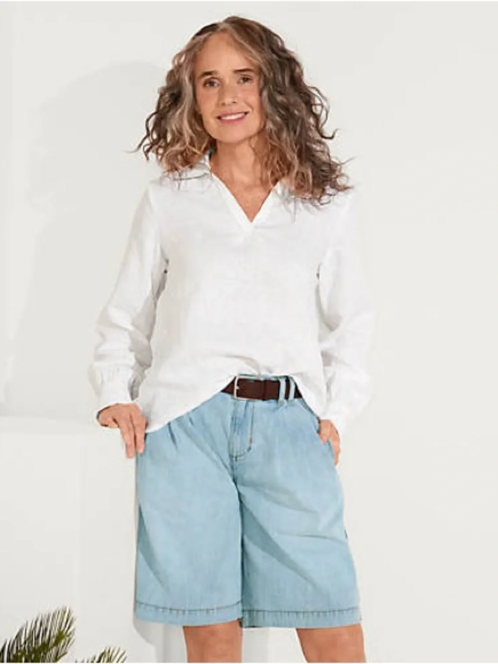 Lands’ End Pleated Slouchy Denim Bermuda Shorts 10